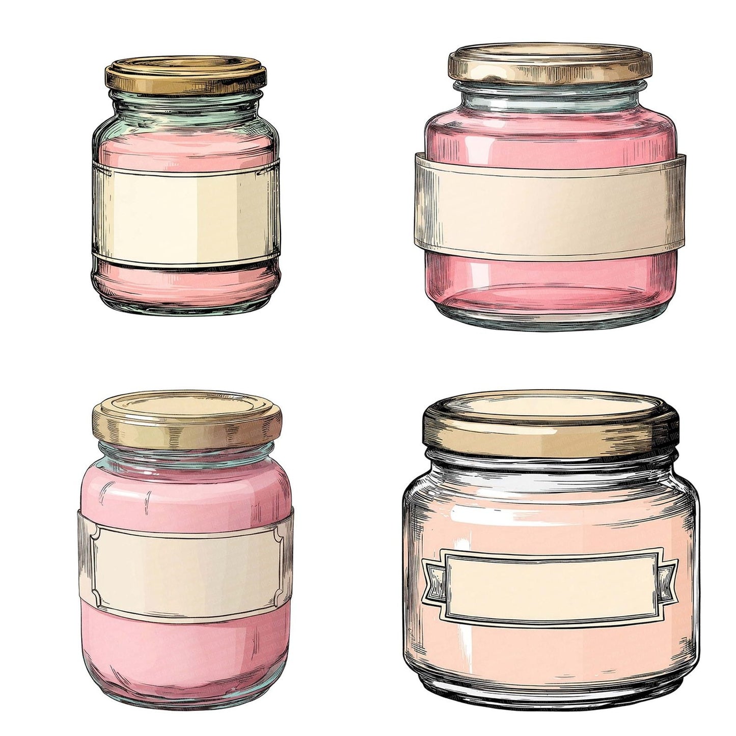 Glass Jar Front Banner Clipart Set (DDD005713)