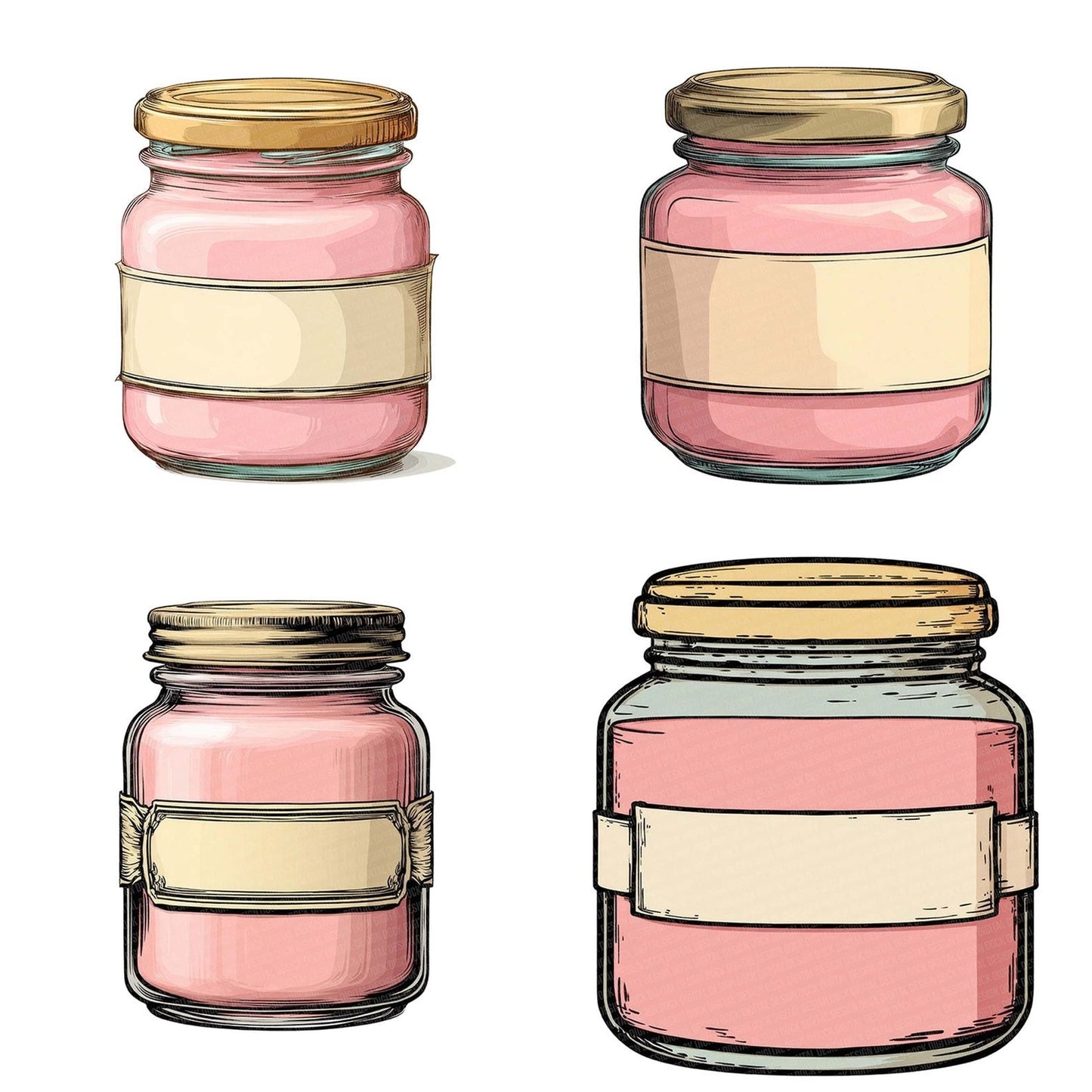Glass Jar Front Banner Clipart Set (DDD005713)