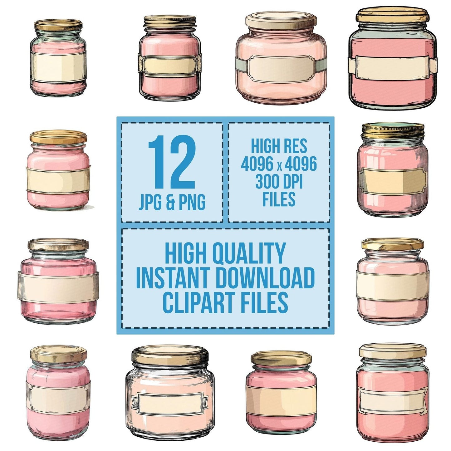Glass Jar Front Banner Clipart Set (DDD005713)