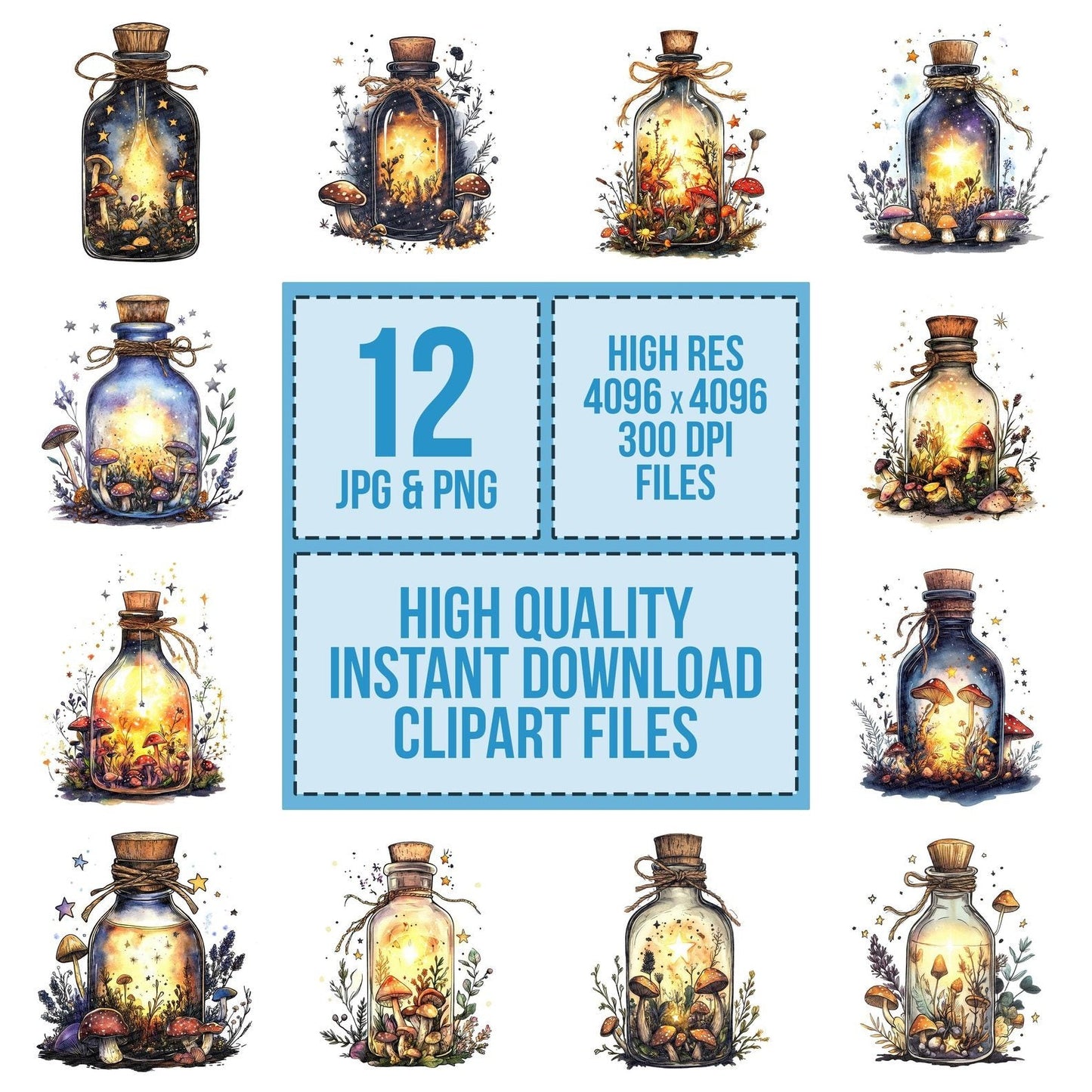 Glowing Potion Bottle Clipart Set (DDD005716)