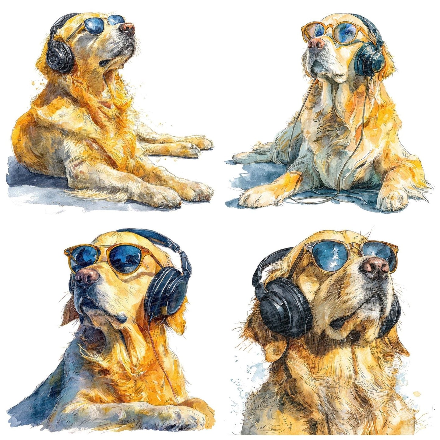 Golden Retriever Sunglasses Clipart Set (DDD005725)