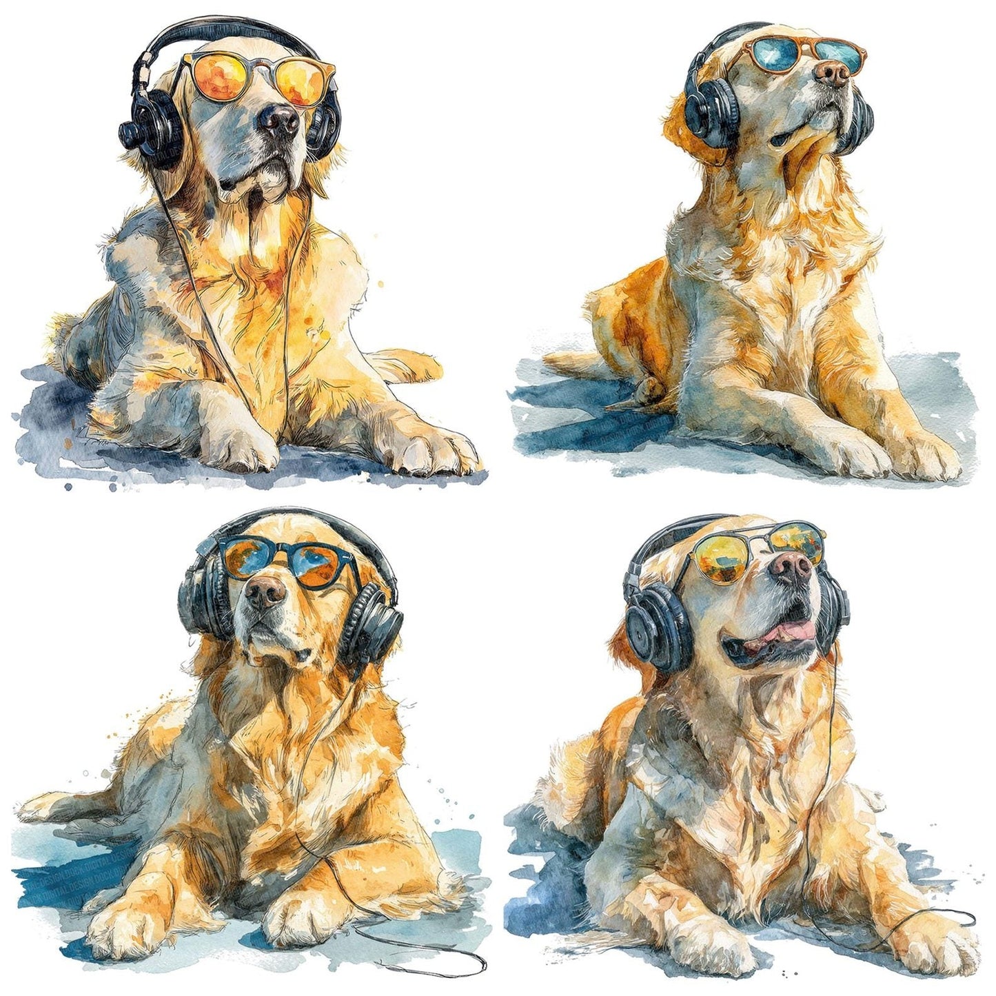 Golden Retriever Sunglasses Clipart Set (DDD005725)