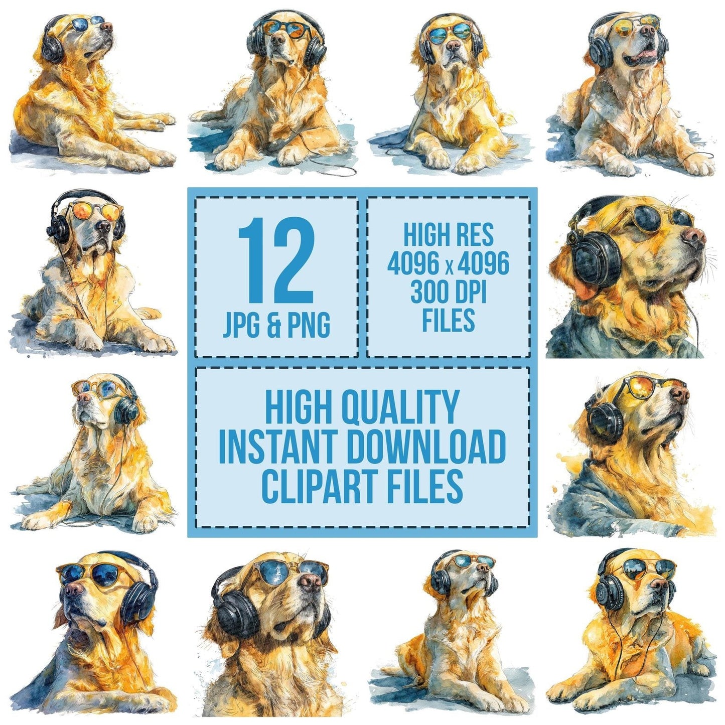 Golden Retriever Sunglasses Clipart Set (DDD005725)
