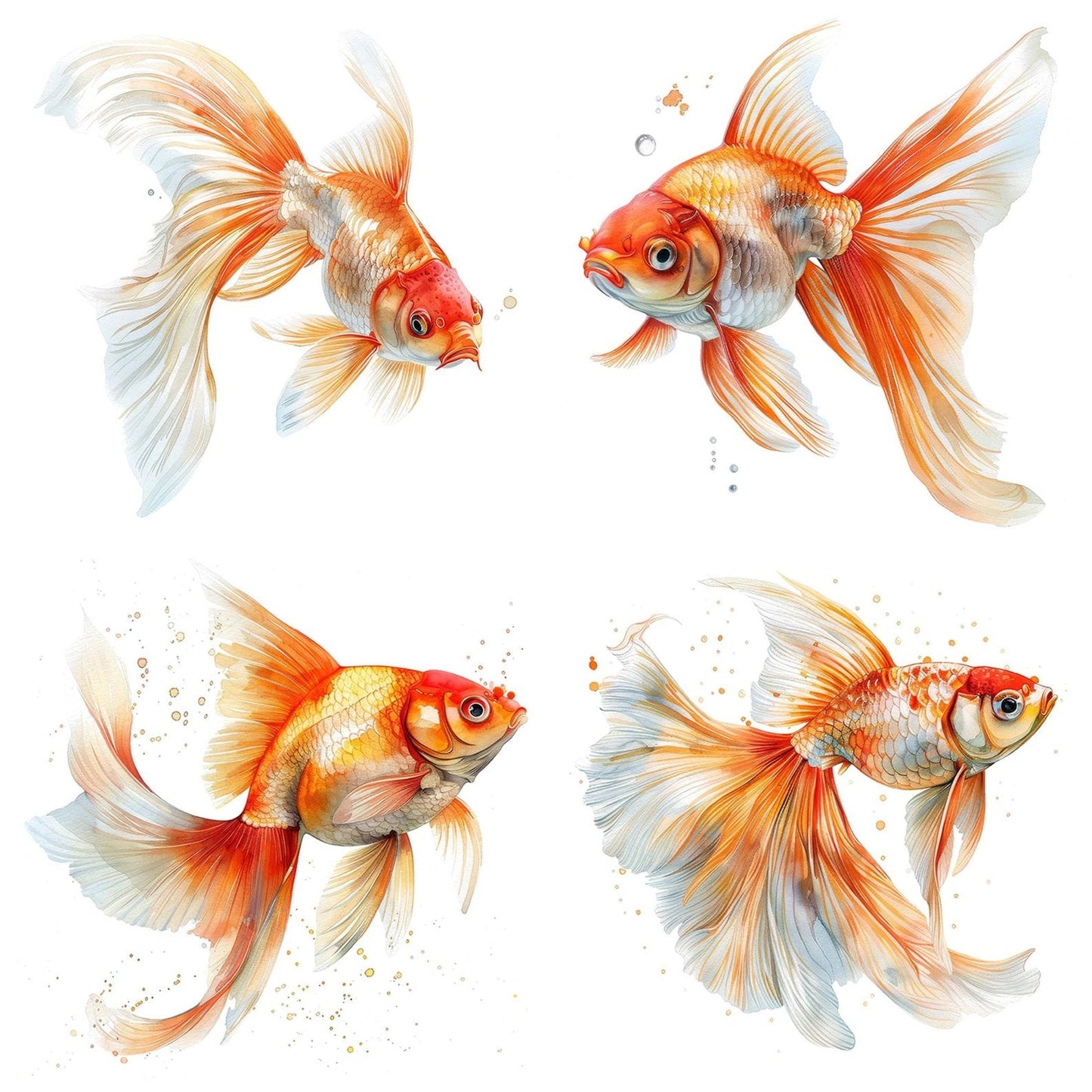 Goldfish with flowing Fins Clipart Set (DDD005729)