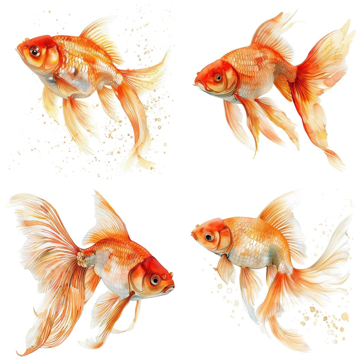 Goldfish with flowing Fins Clipart Set (DDD005729)