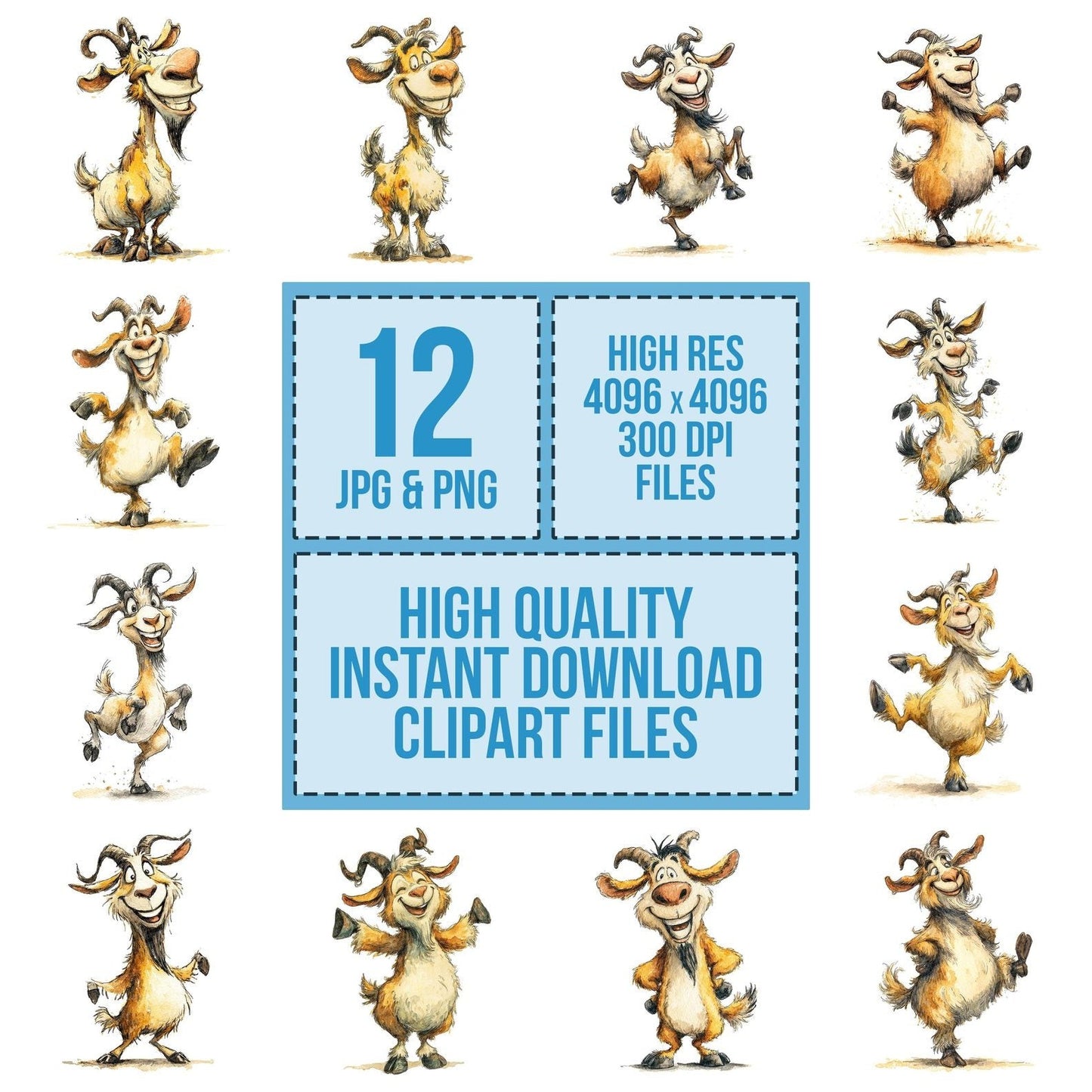 Goofy Goat Character Clipart Set (DDD005730)