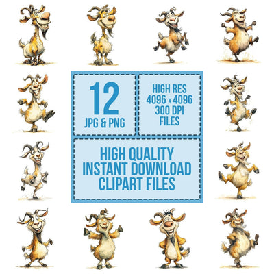 Goofy Goat Character Clipart Set (DDD005730)