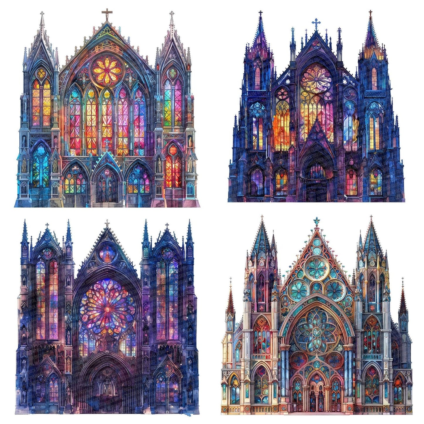 Gothic Cathedral Stained Glass Clipart Set (DDD005737)