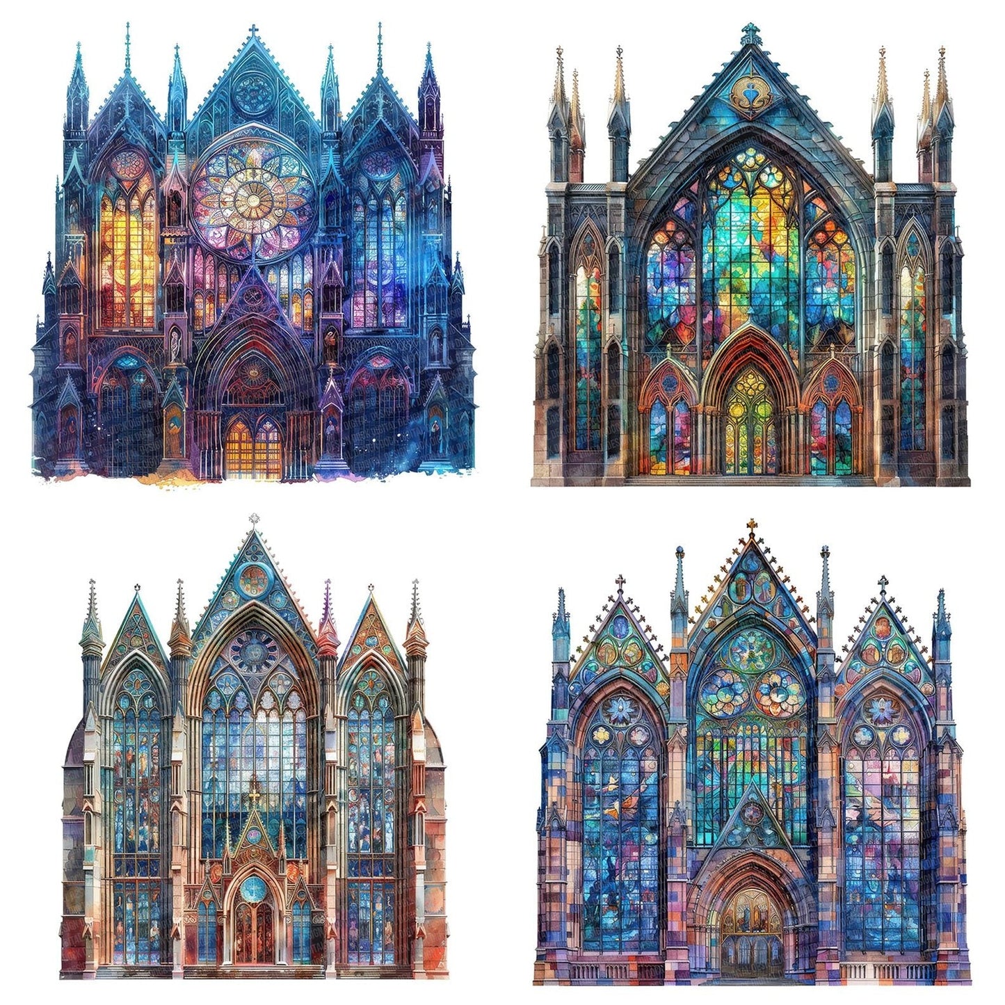 Gothic Cathedral Stained Glass Clipart Set (DDD005737)