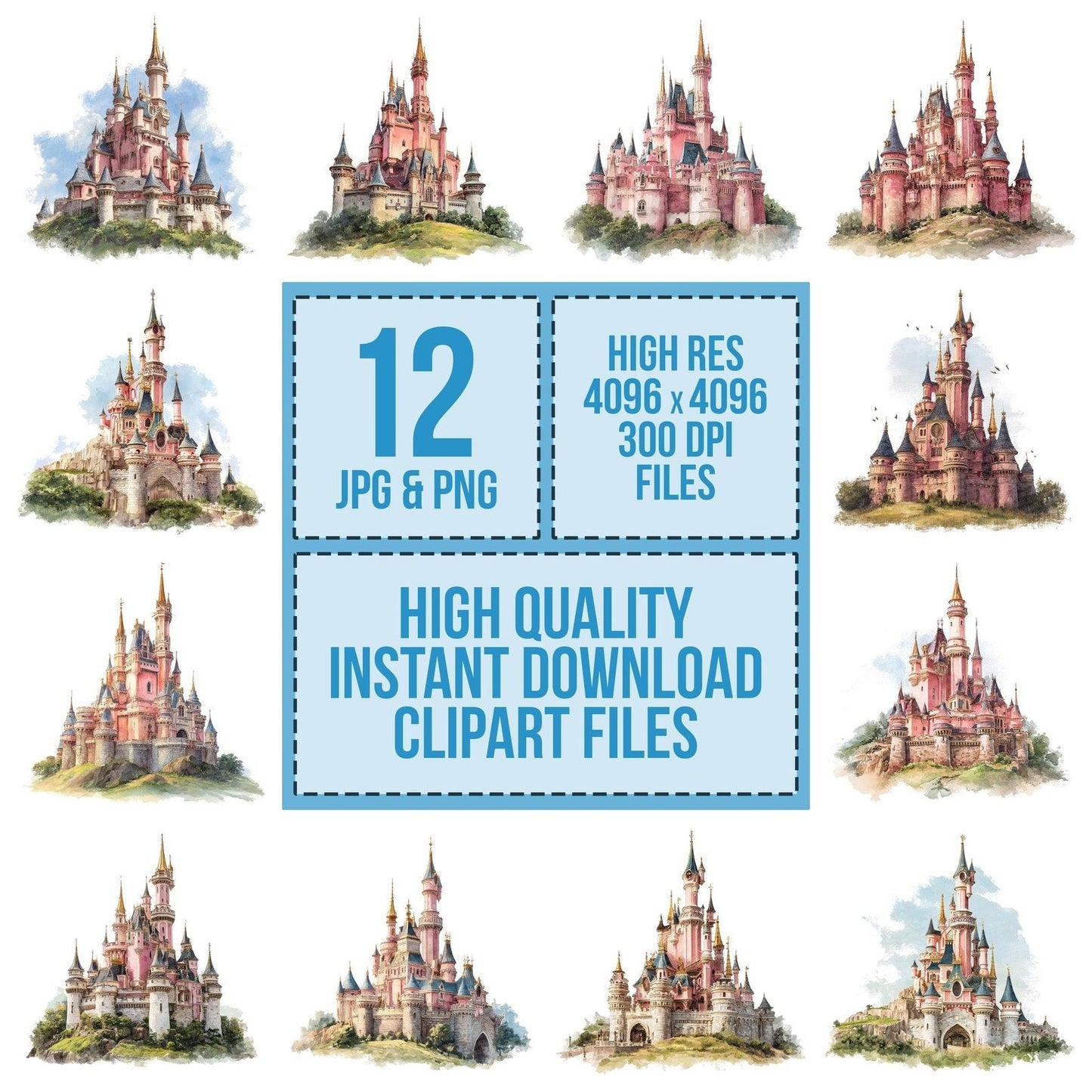 Grand Pink Castle Clipart Set (DDD005744)
