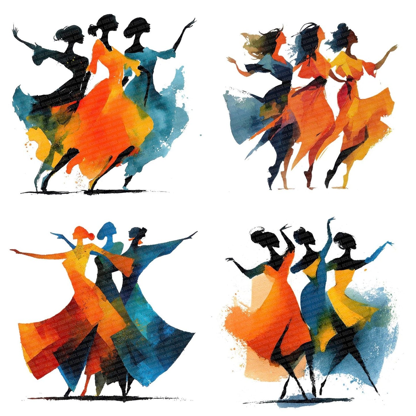 Group Dance Women Clipart Set (DDD005751)