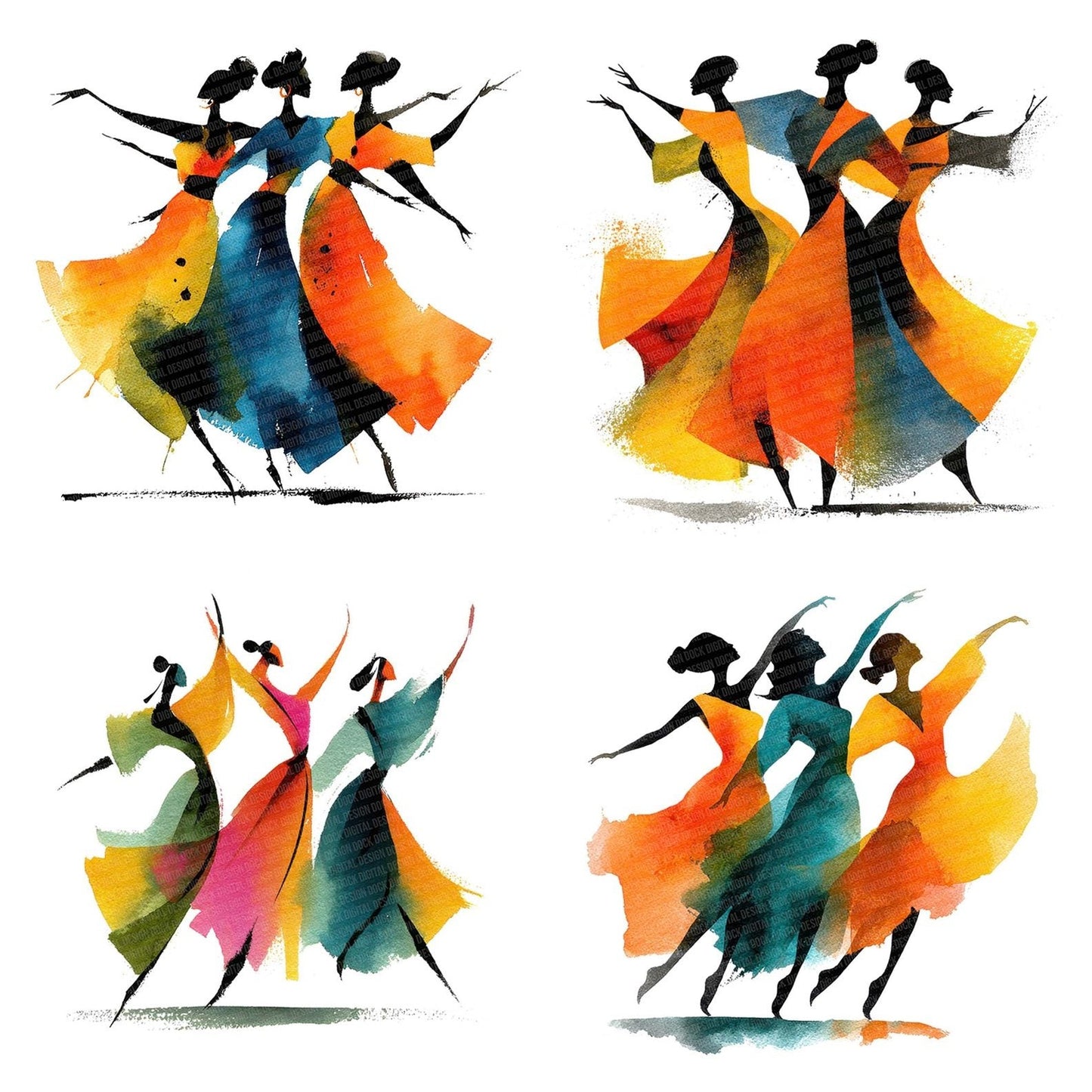 Group Dance Women Clipart Set (DDD005751)
