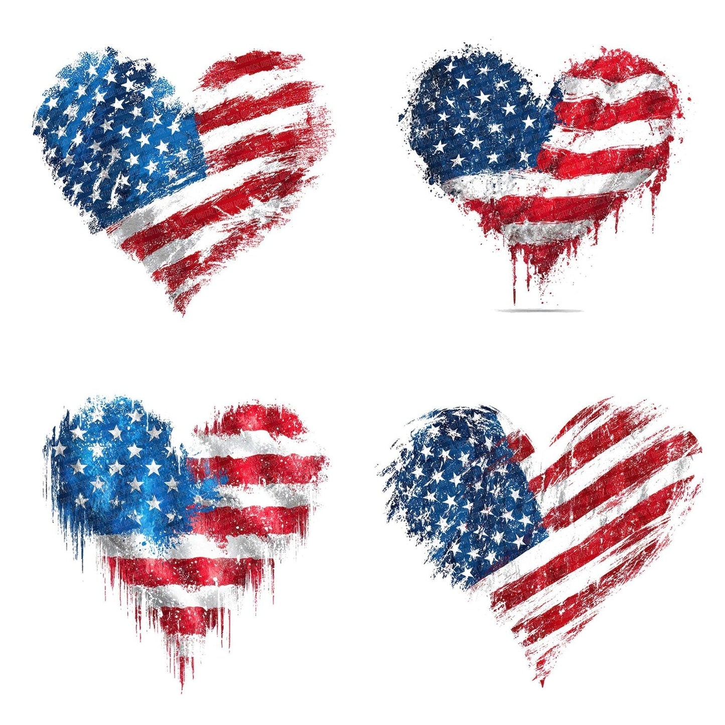 Grunge USA Flag Heart Clipart Set (DDD005766)
