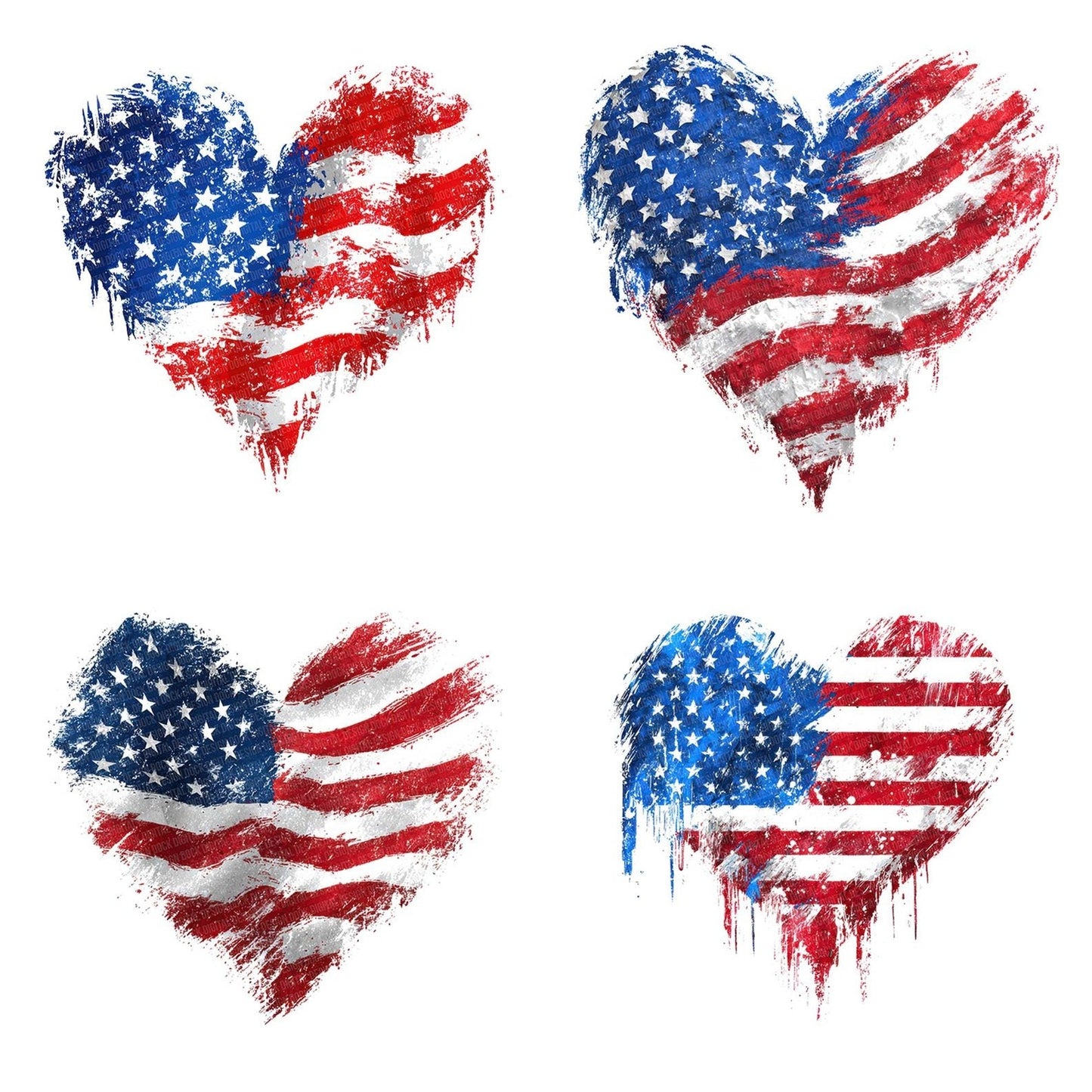 Grunge USA Flag Heart Clipart Set (DDD005766)