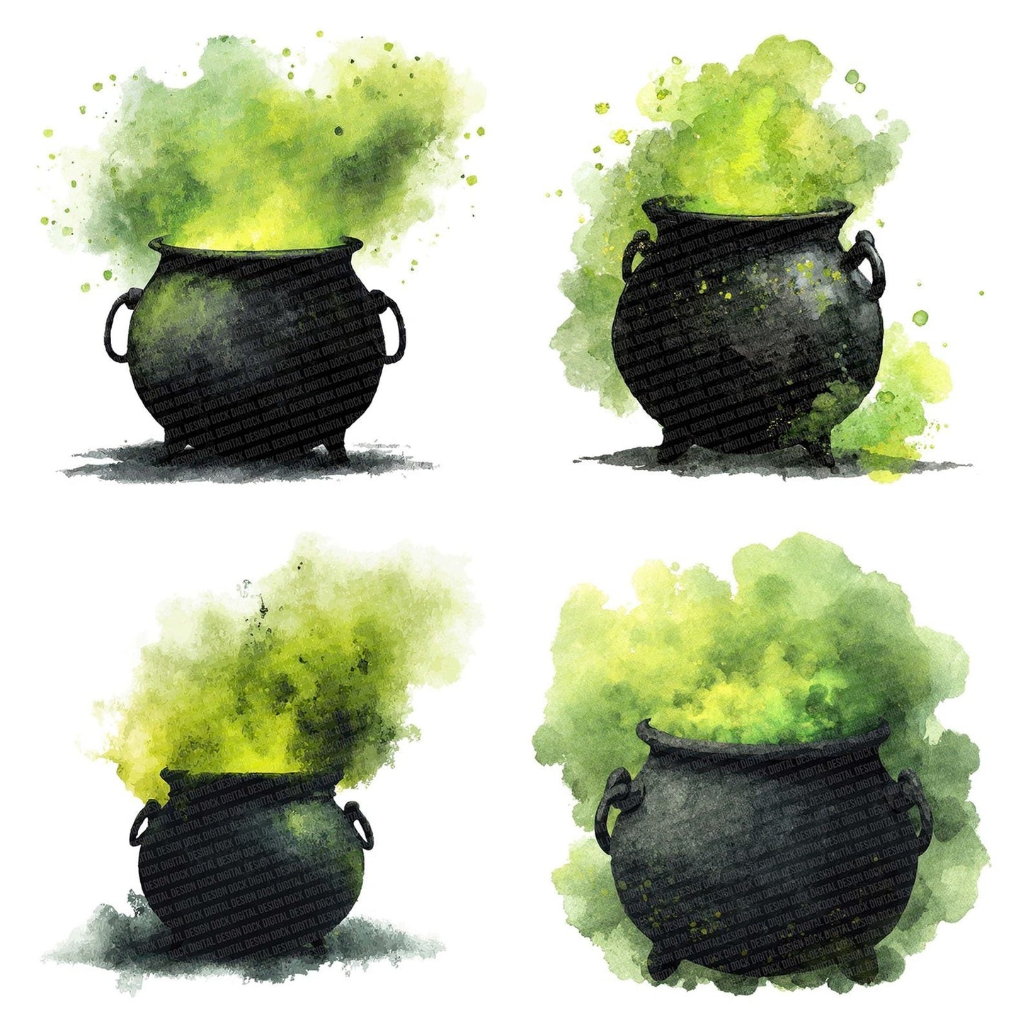Halloween Watercolour Cauldron Clipart Set (DDD005774)