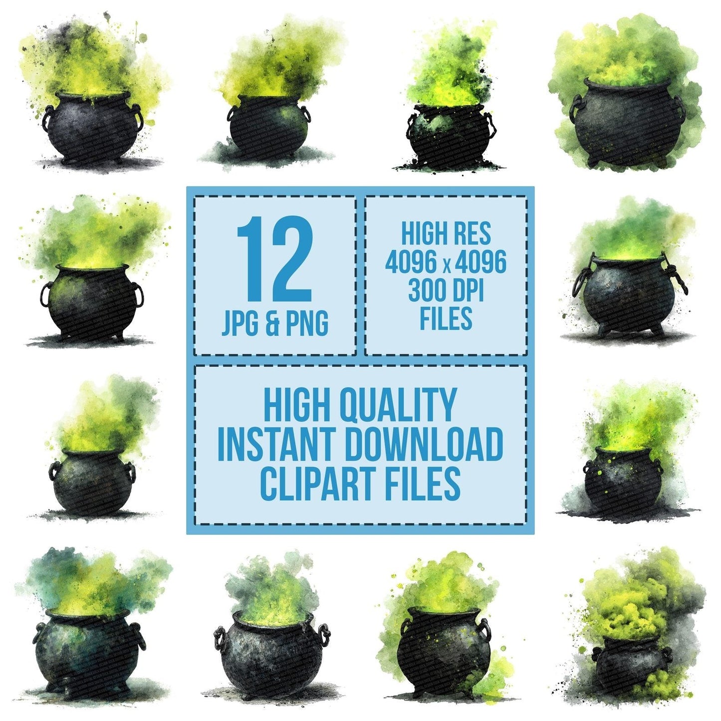 Halloween Watercolour Cauldron Clipart Set (DDD005774)