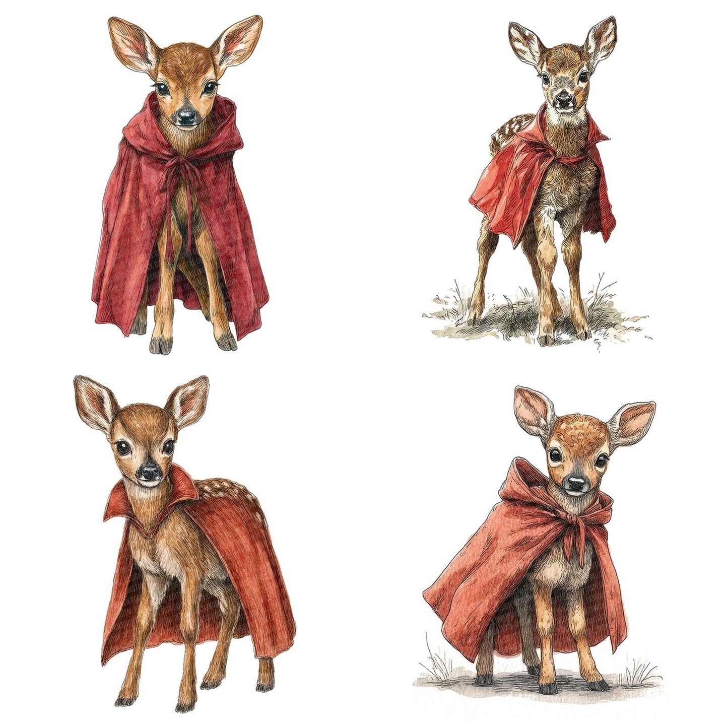 Halloween Watercolour Fawn Vampire Clipart Set (DDD005780)