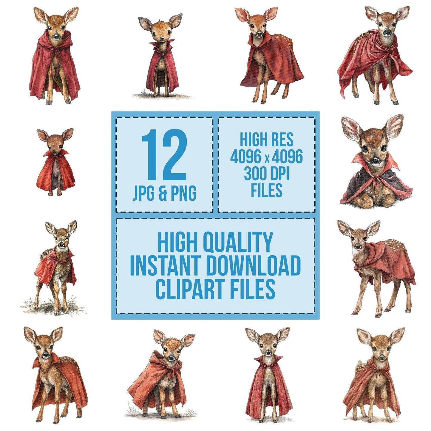 Halloween Watercolour Fawn Vampire Clipart Set (DDD005780)