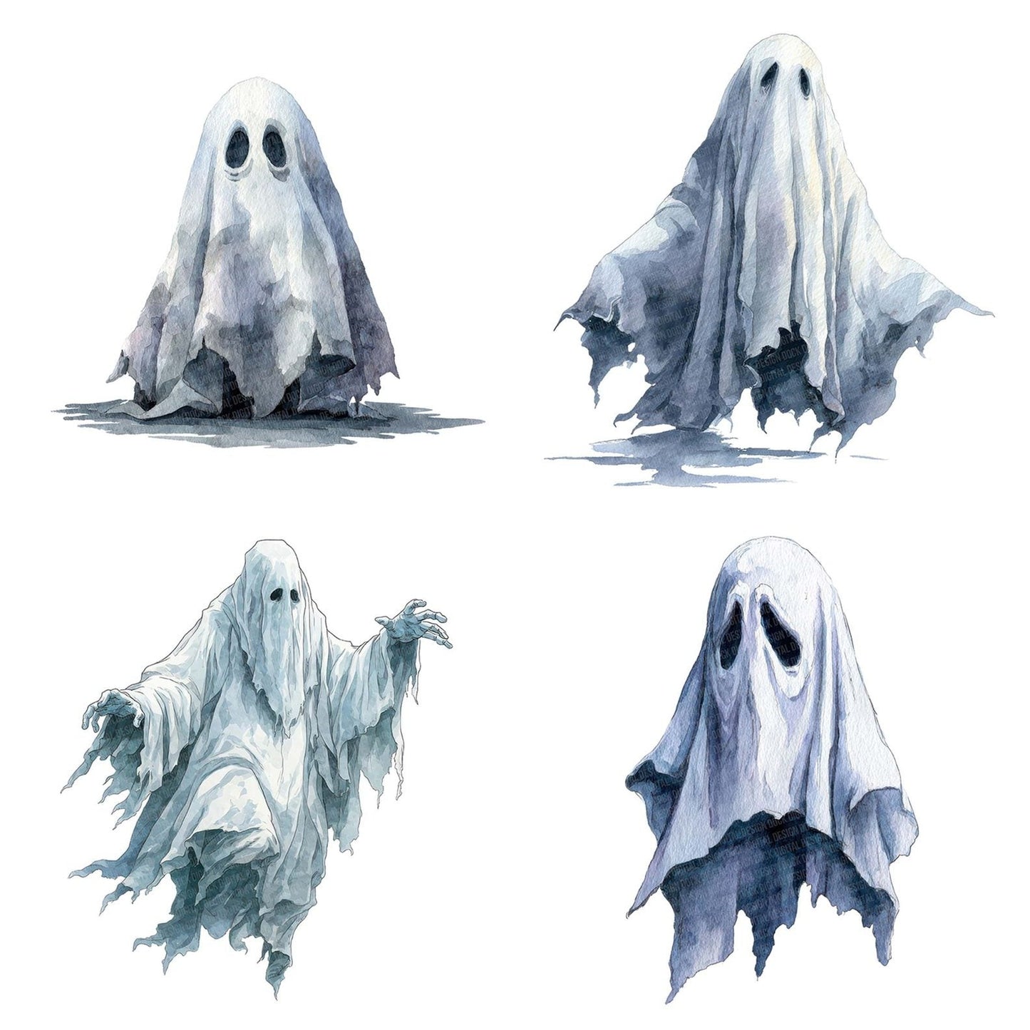 Halloween Watercolour Ghost Clipart Set (DDD005782)