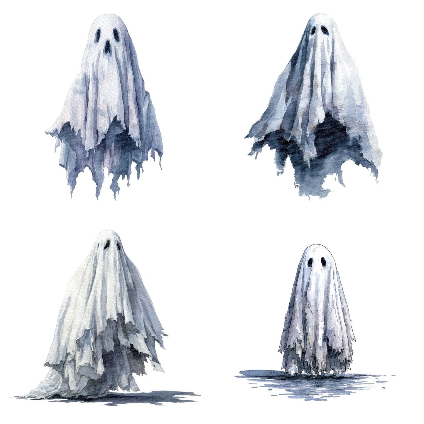 Halloween Watercolour Ghost Clipart Set (DDD005782)