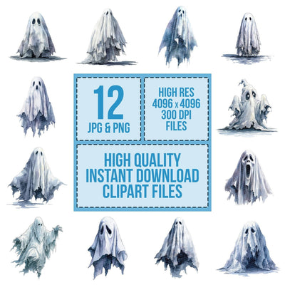 Halloween Watercolour Ghost Clipart Set (DDD005782)