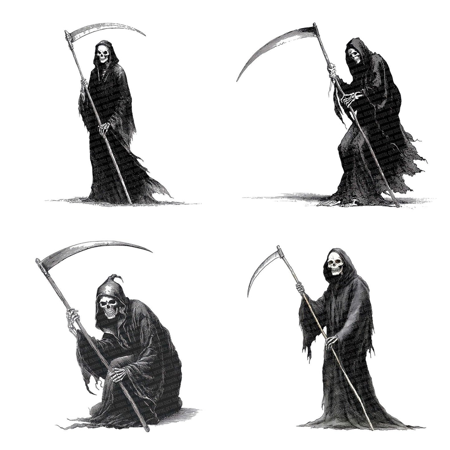 Halloween Watercolour Grim Reaper Clipart Set (DDD005786)