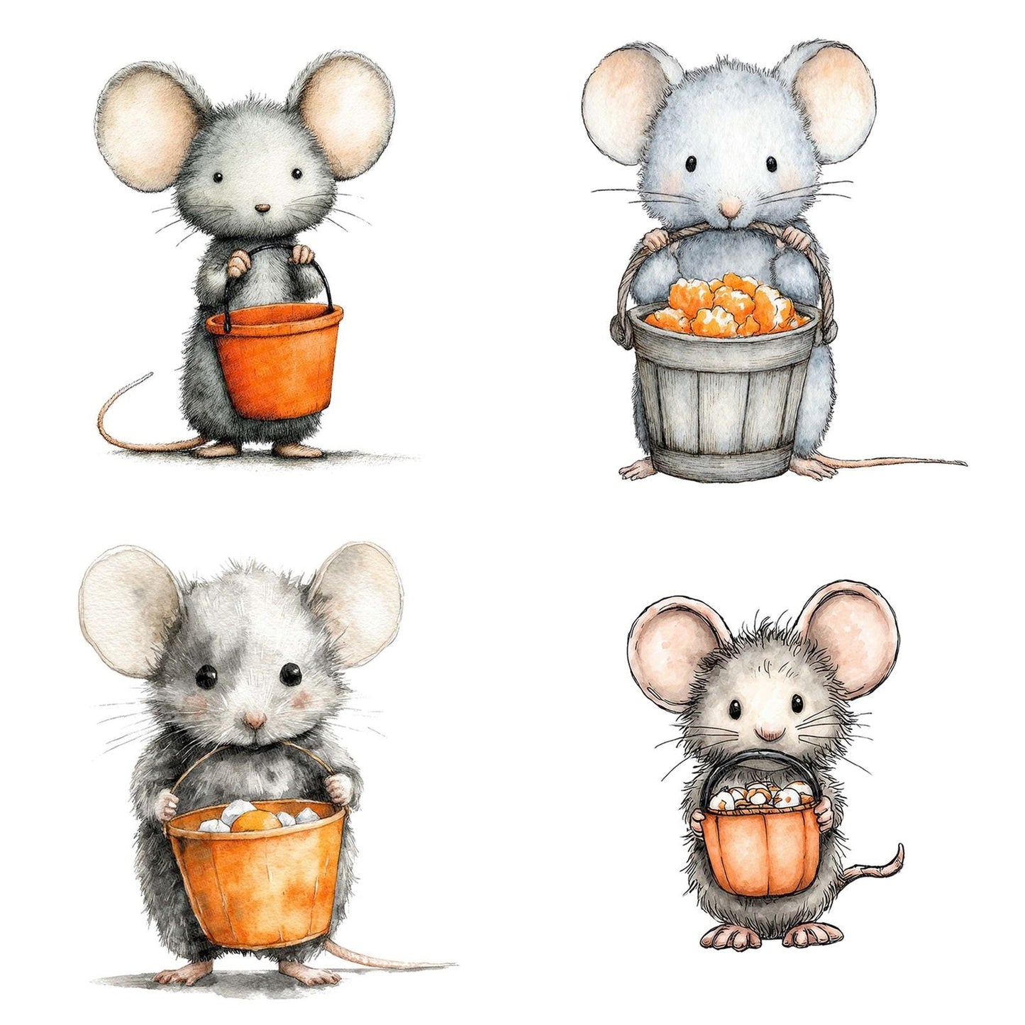 Halloween Watercolour Mouse Candy Clipart Set (DDD005791)