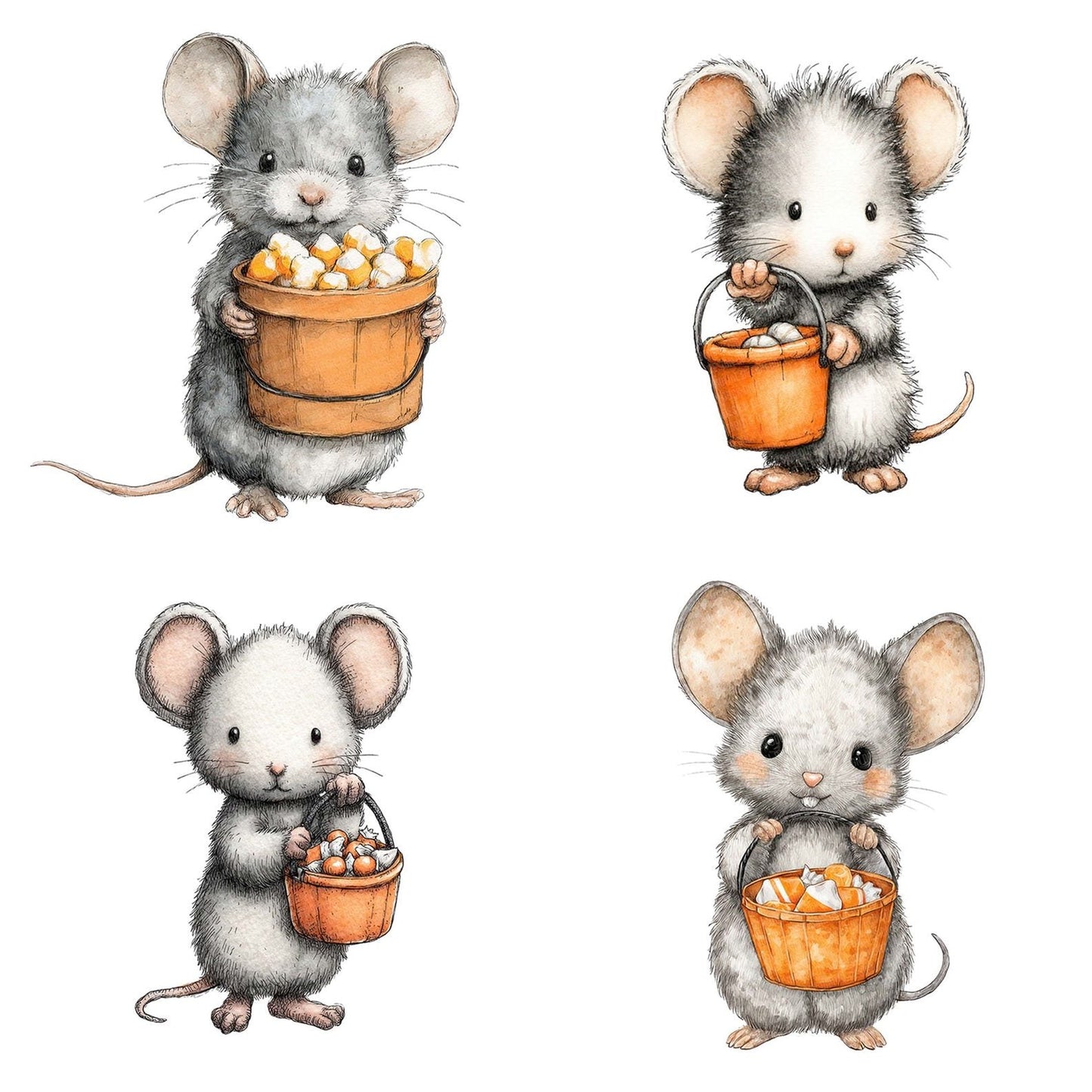 Halloween Watercolour Mouse Candy Clipart Set (DDD005791)