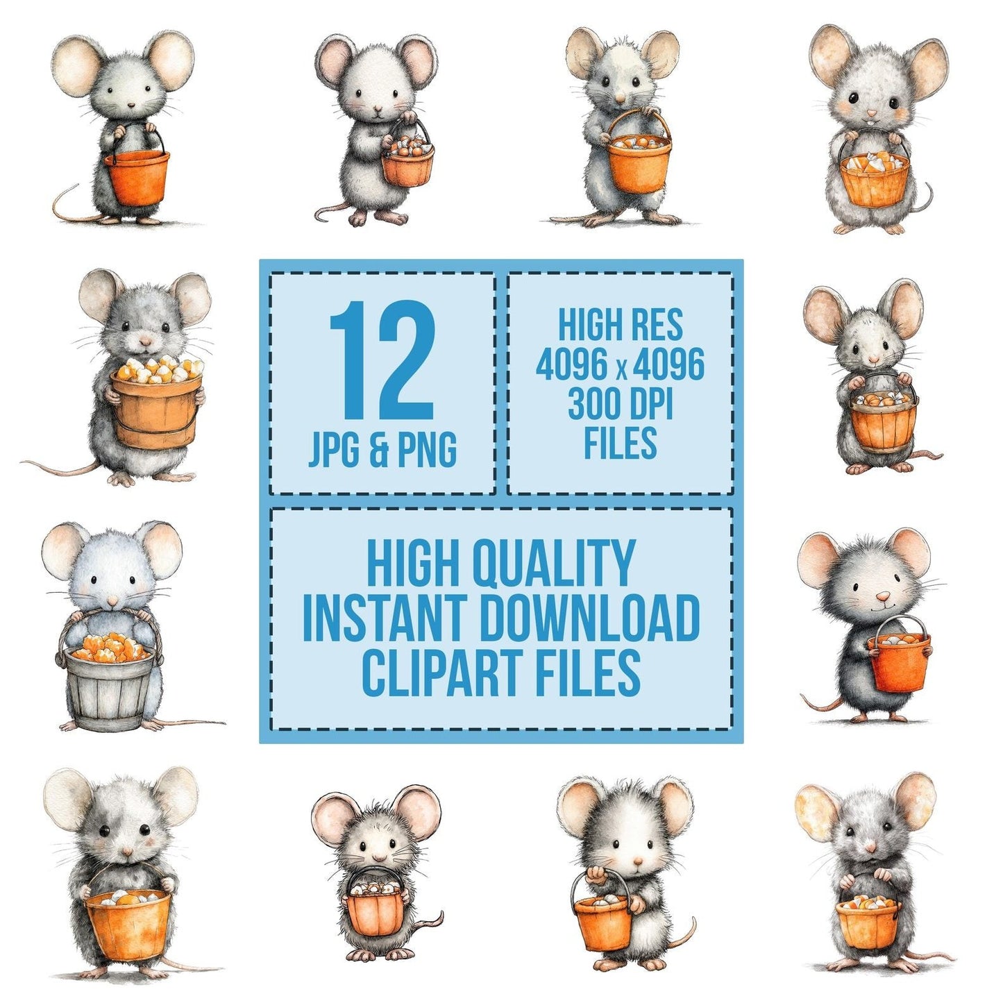 Halloween Watercolour Mouse Candy Clipart Set (DDD005791)