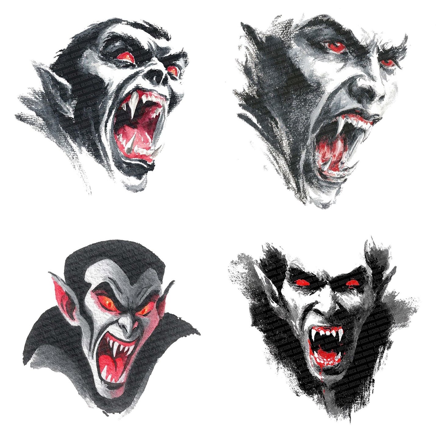 Halloween Watercolour Vampire Clipart Set (DDD005802)