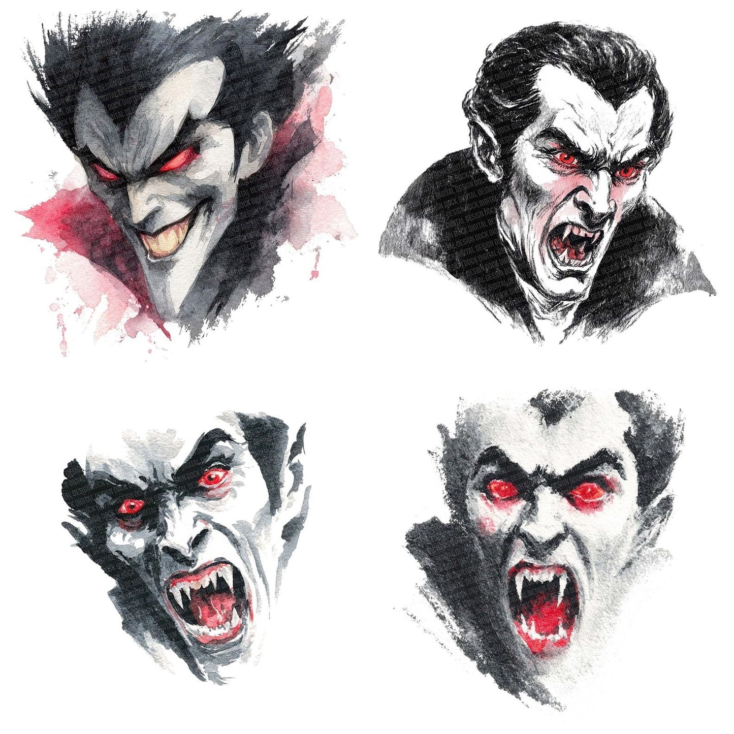 Halloween Watercolour Vampire Clipart Set (DDD005802)