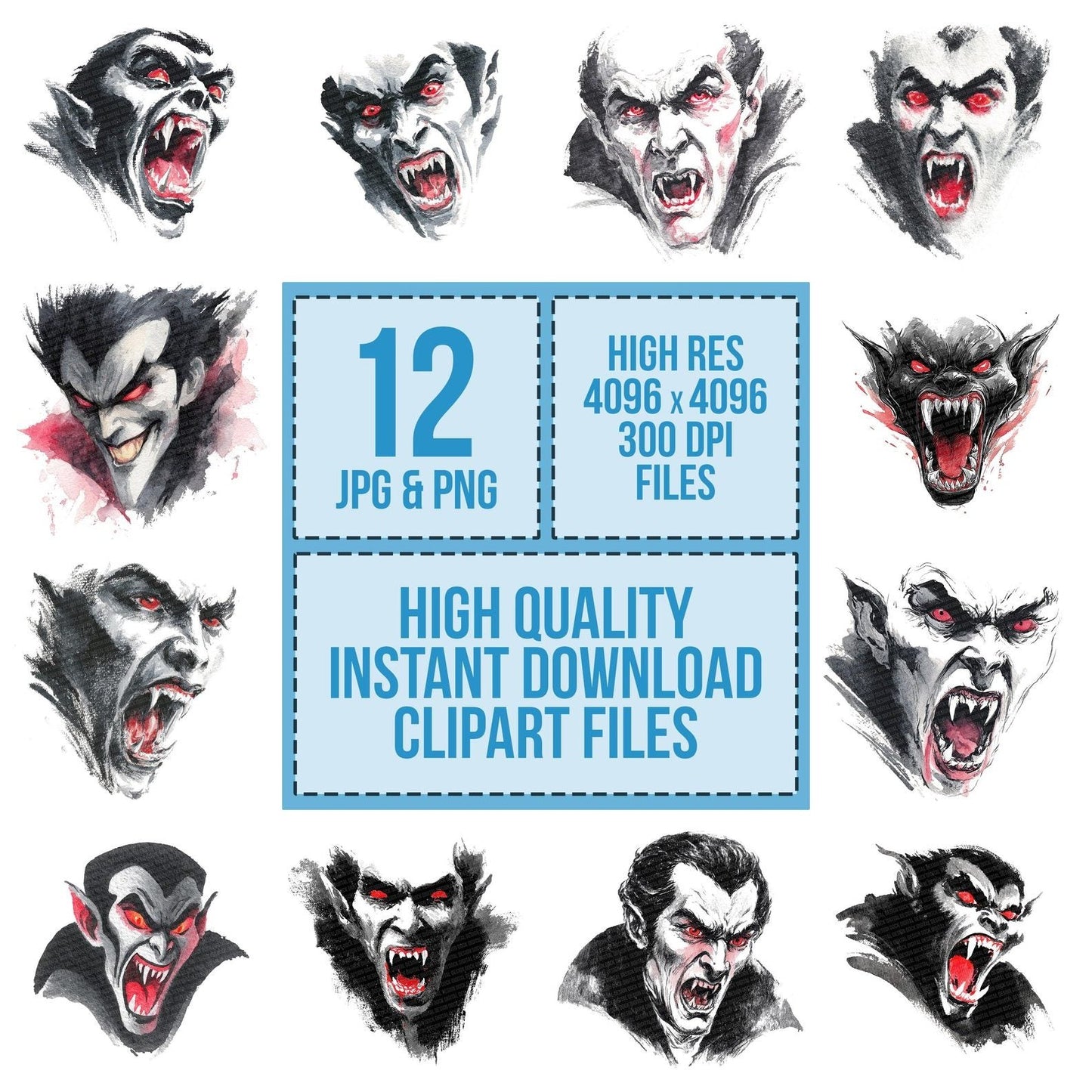 Halloween Watercolour Vampire Clipart Set (DDD005802)