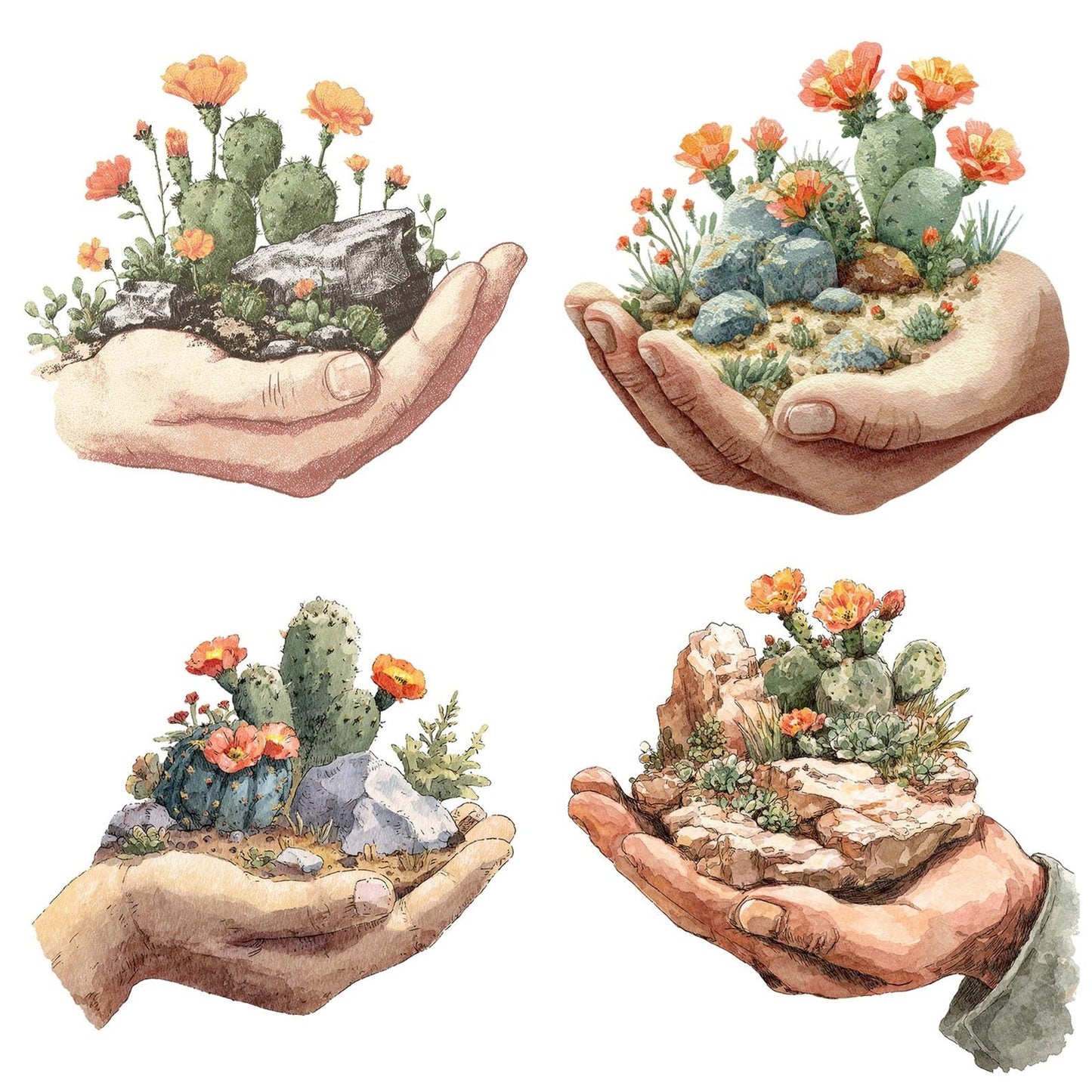 Hand with Desert Rockery Clipart Set (DDD005810)