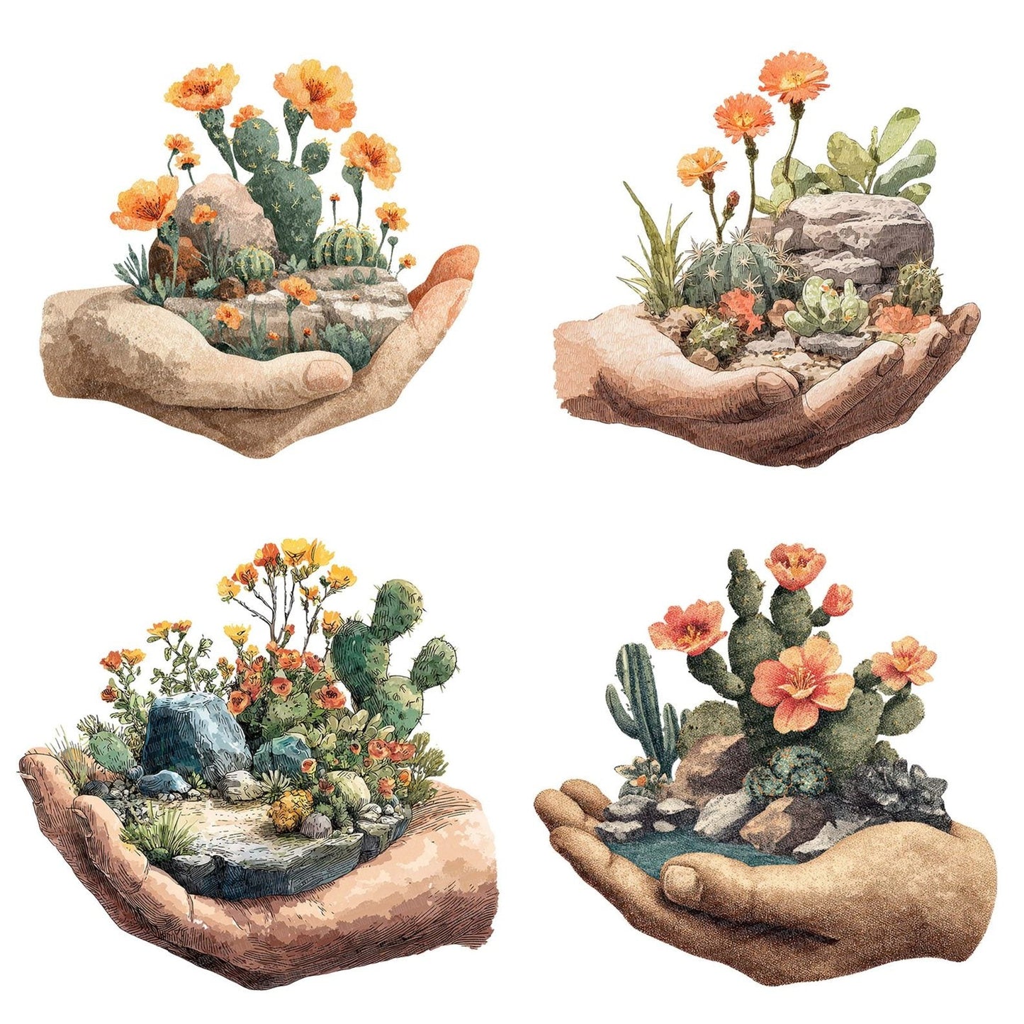 Hand with Desert Rockery Clipart Set (DDD005810)