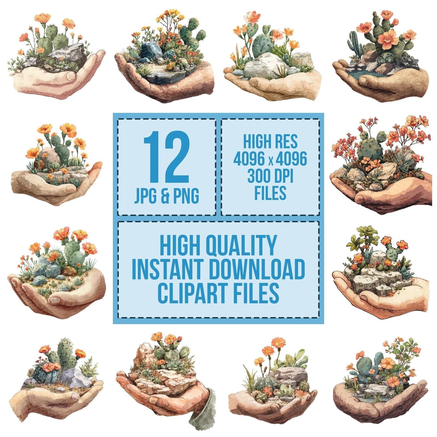 Hand with Desert Rockery Clipart Set (DDD005810)