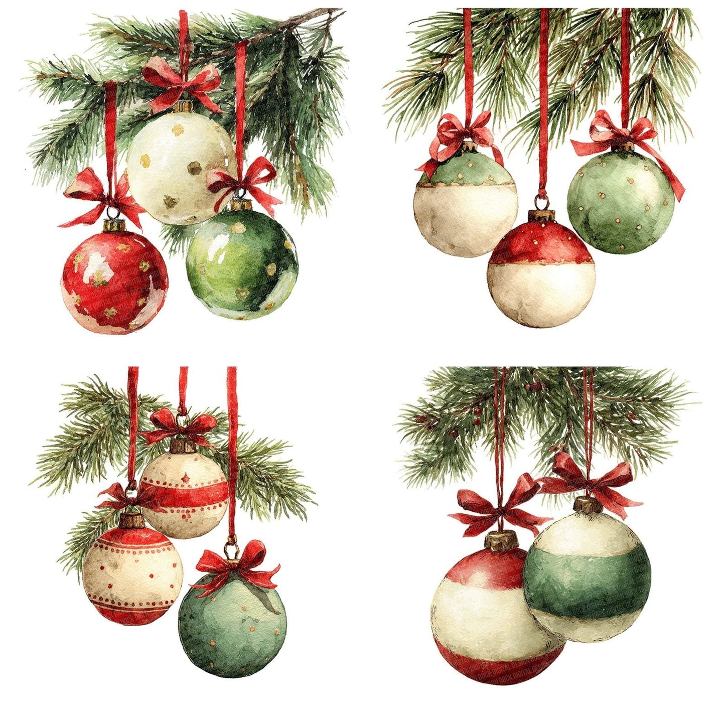 Hanging Christmas Baubles Clipart Set (DDD005811)