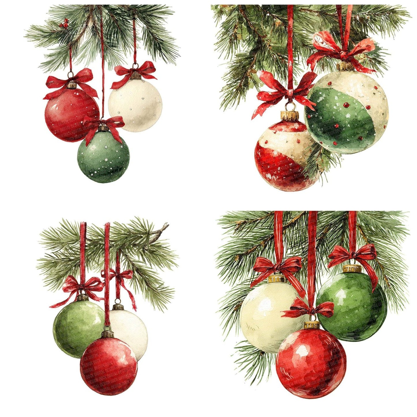 Hanging Christmas Baubles Clipart Set (DDD005811)