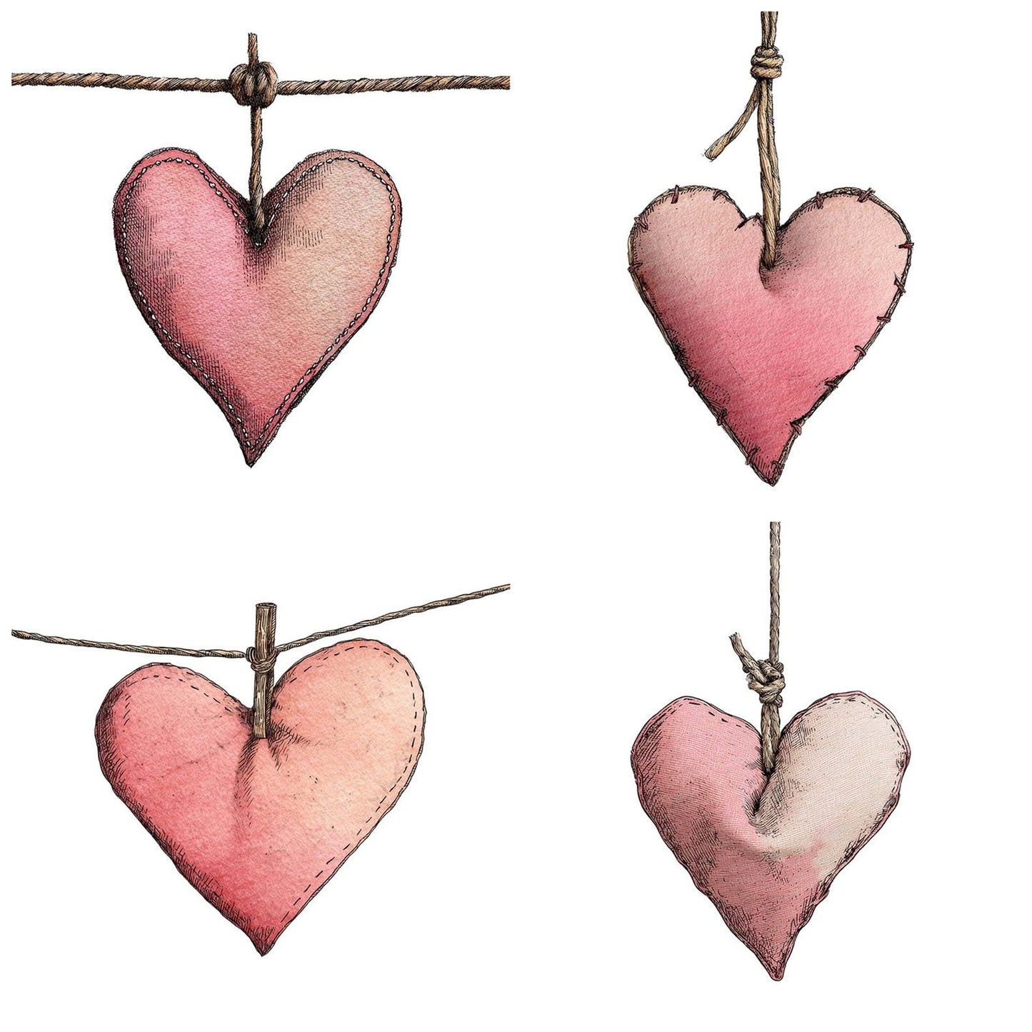 Hanging Fabric Heart Clipart Set (DDD005813)