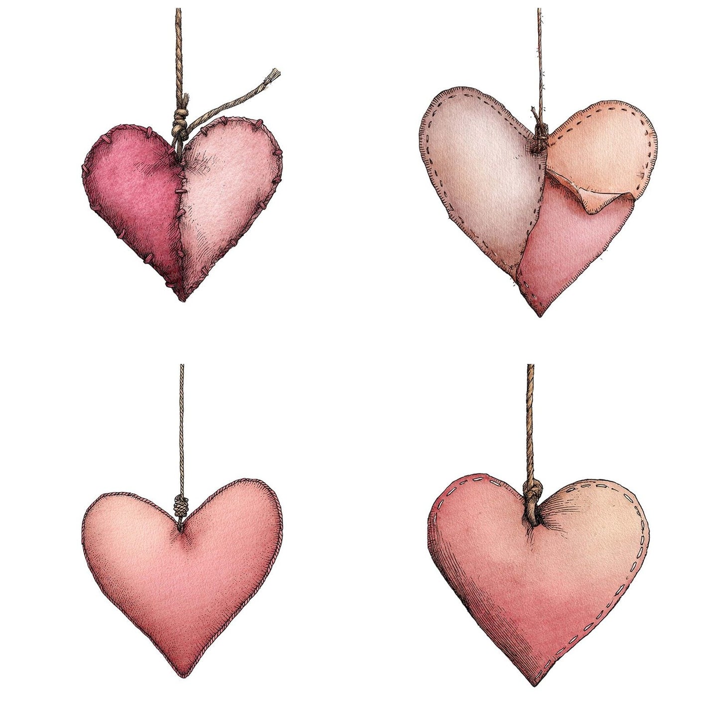 Hanging Fabric Heart Clipart Set (DDD005813)