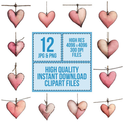 Hanging Fabric Heart Clipart Set (DDD005813)