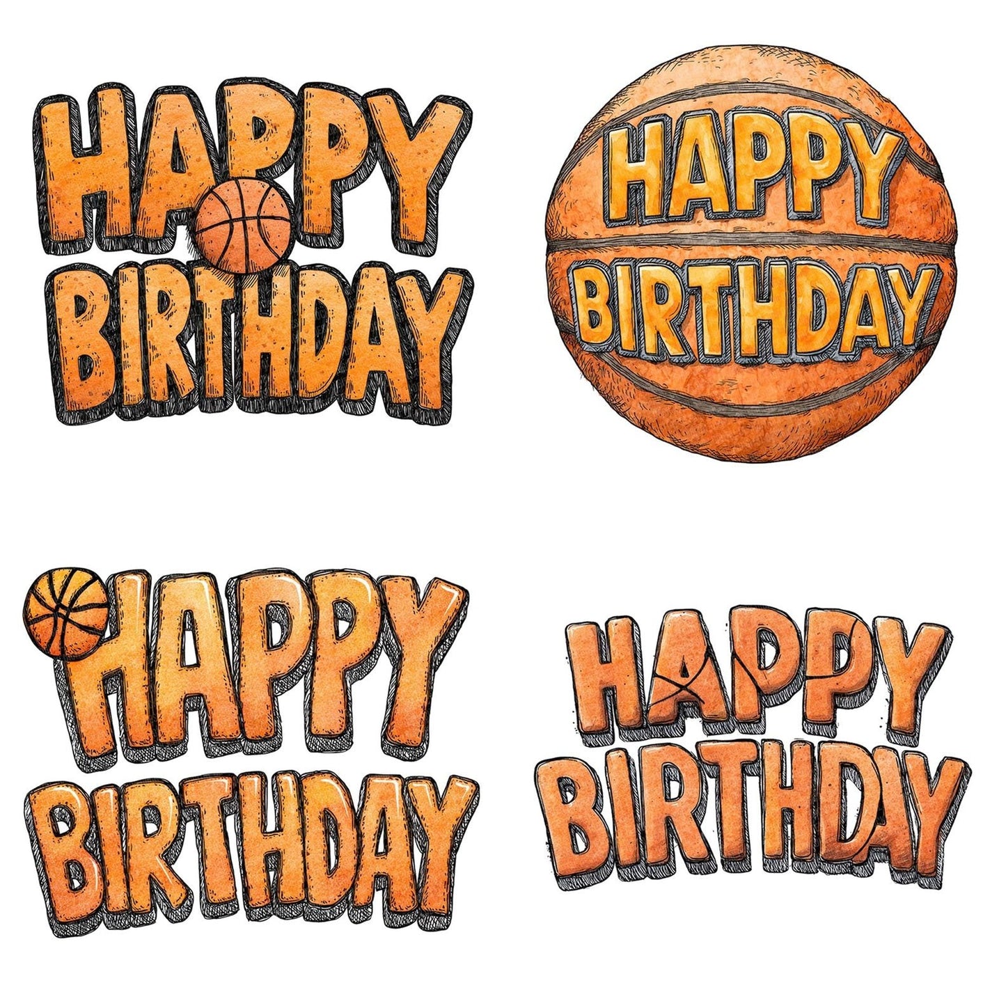 Happy Birthday Basketball Theme Clipart Set (DDD005814)