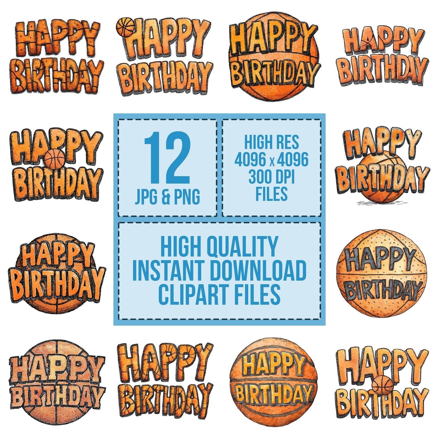 Happy Birthday Basketball Theme Clipart Set (DDD005814)