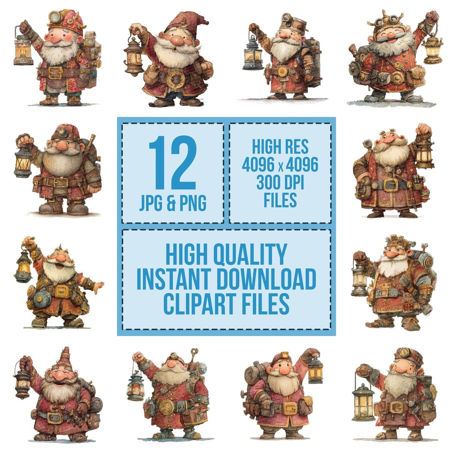 Happy Dwarf Lantern Clipart Set (DDD005816)