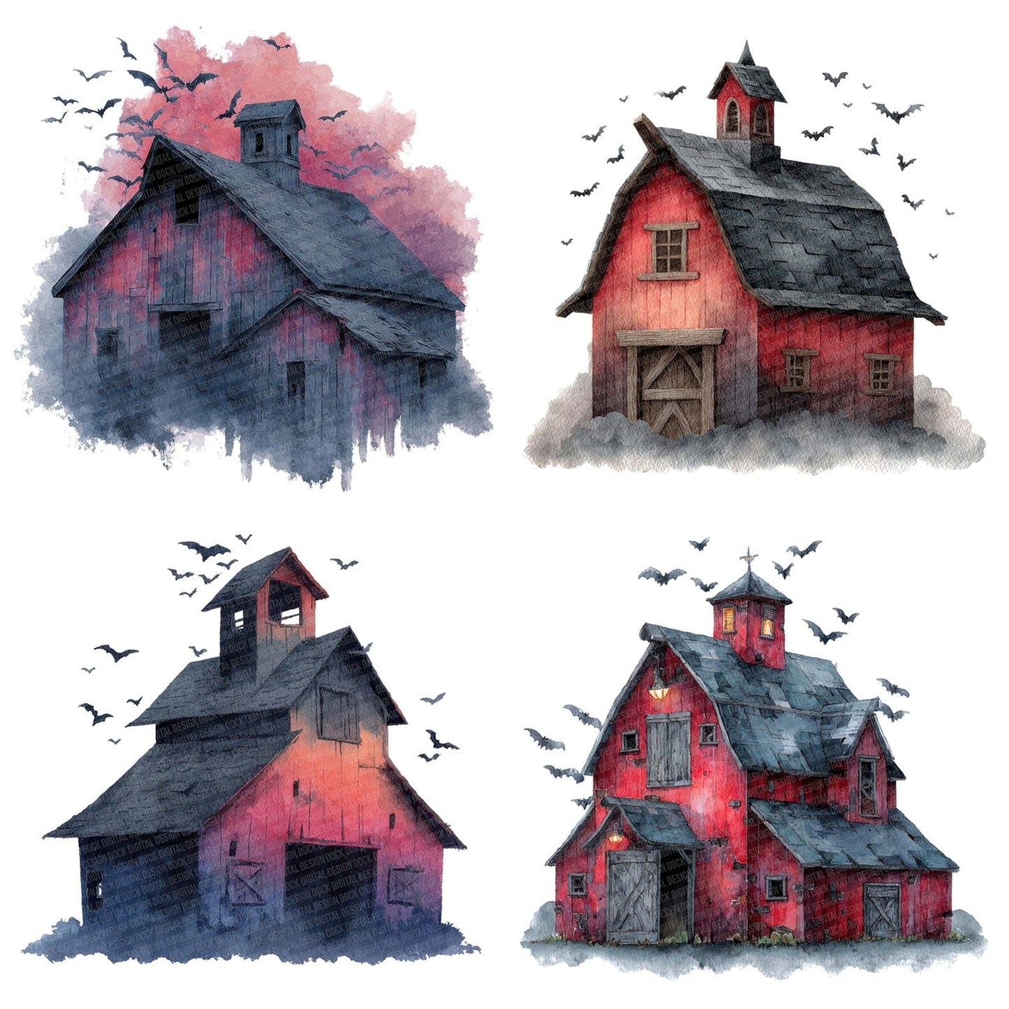 Haunted Bat Barn Clipart Set (DDD005818)