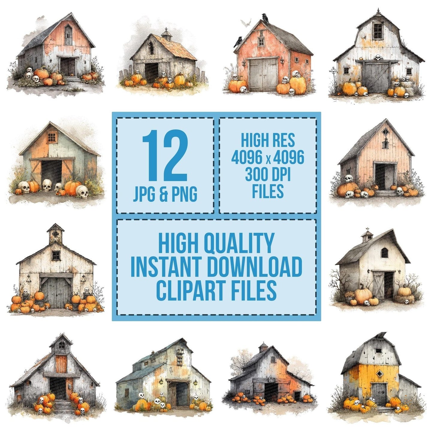 Haunted Pumpkin Barn Clipart Set (DDD005820)