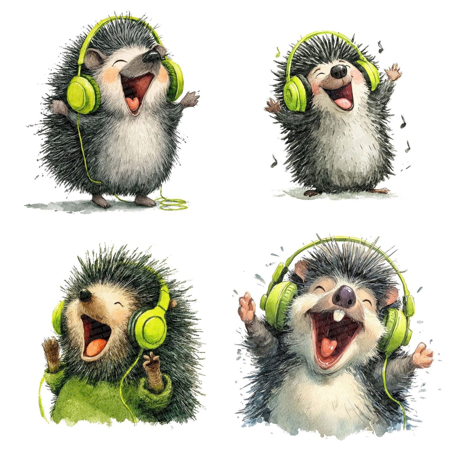 Headphone Hedgehog Clipart Set (DDD005823)
