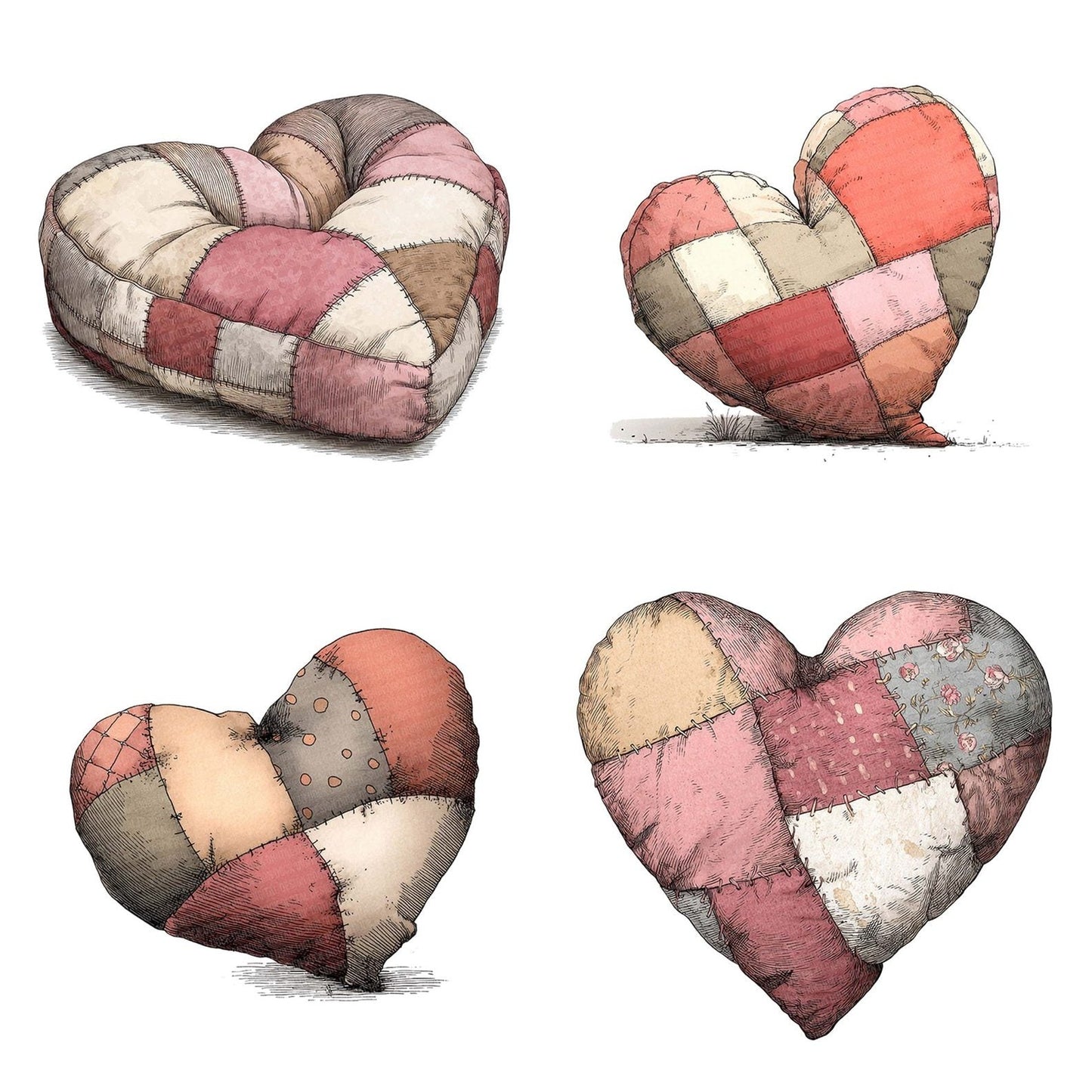 Heart Cushion Clipart Set (DDD005825)
