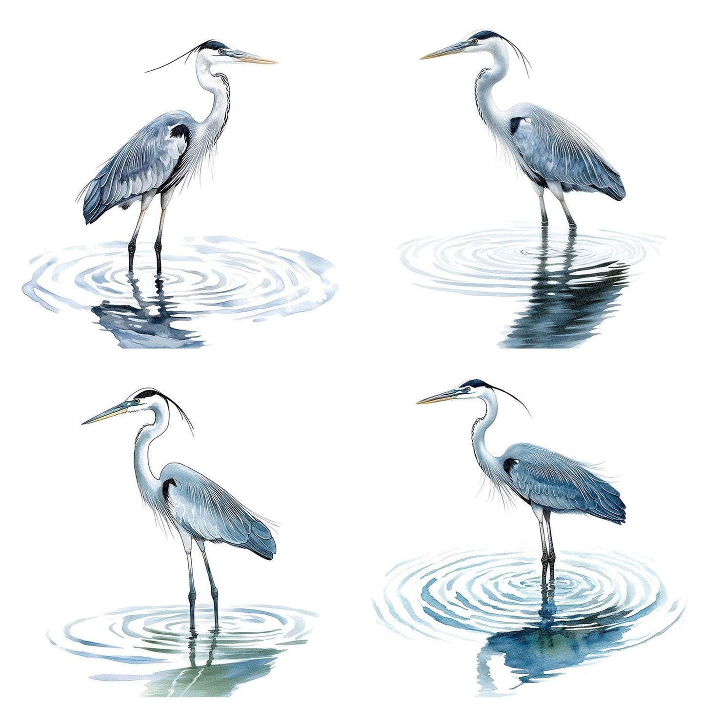 Heron with Water Reflection Clipart Set (DDD005834)