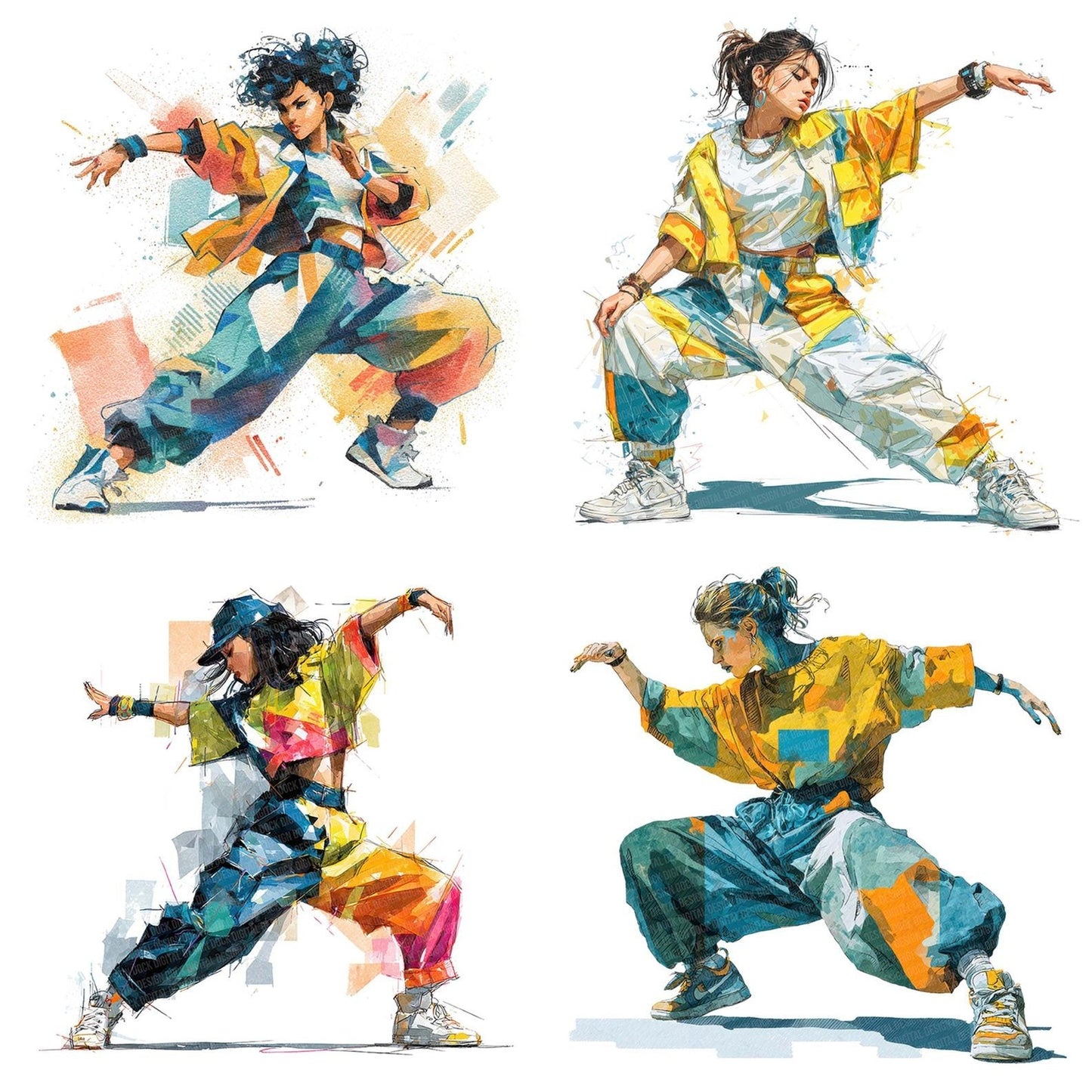 Hip Hop Dancer Woman Clipart Set (DDD005839)