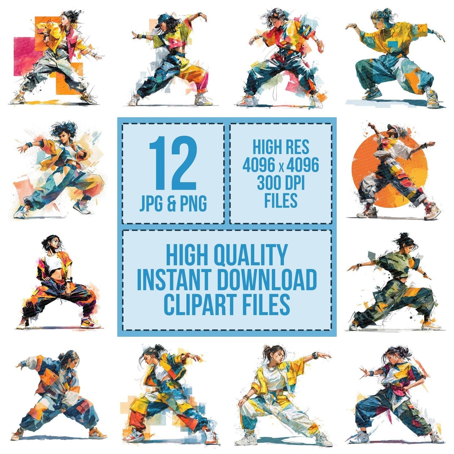 Hip Hop Dancer Woman Clipart Set (DDD005839)